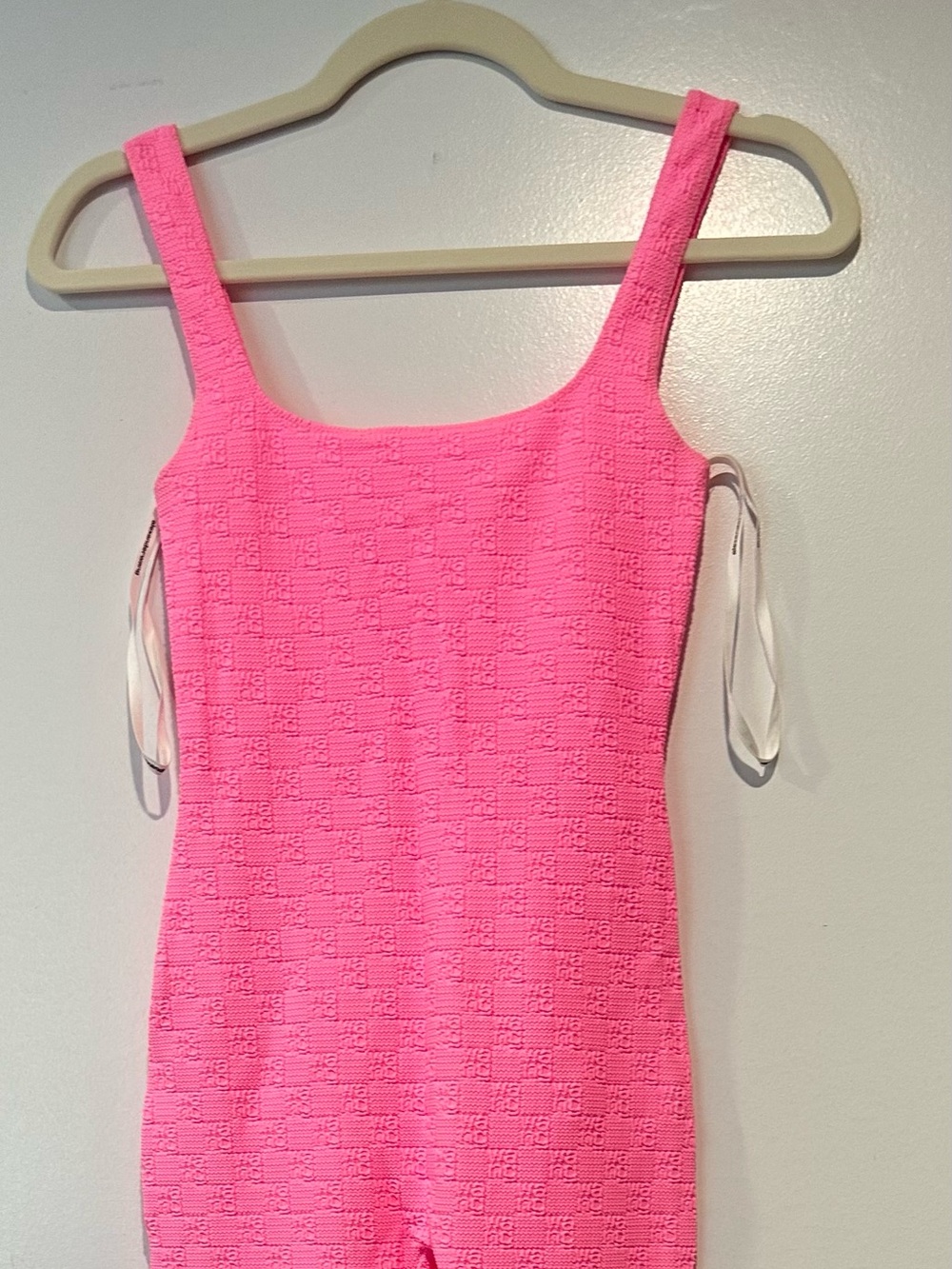 Alexander Wang Hot Pink Strapless Textured Jumpsuit